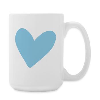 Blue Heart: Two-dimensional minimal style - Large Mug 440 ml - white - Right
