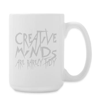 Creative Minds Are Rarely Tidy Lustig Kreativ Logo - Große Tasse 440 ml - Weiß - Rechts