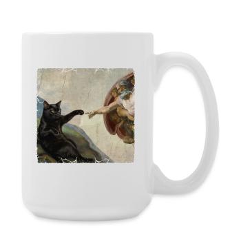 Chat gifle la main de Dieu Mème des chats drôles - Grande tasse 440 ml - blanc - Droite