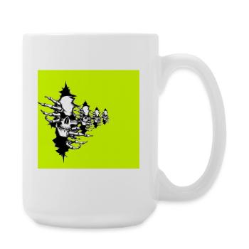 Collier squelette jaune fluo - Grande tasse 440 ml - blanc - Droite