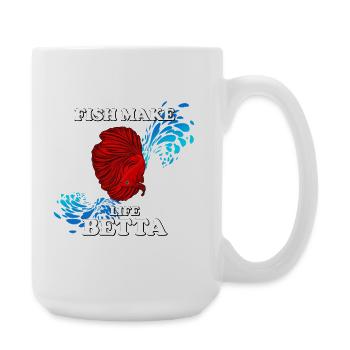 Fish Make Life Beta avec un betta rouge - Grande tasse 440 ml - blanc - Droite