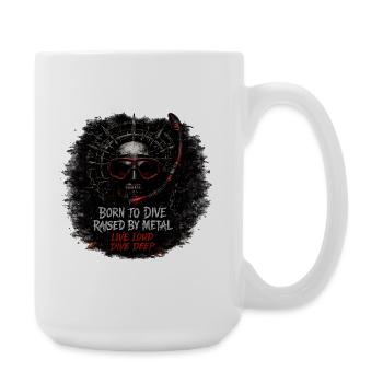 Born to Dive, Raised by Metal – Skull Diver Metal - Große Tasse 440 ml - Weiß - Rechts