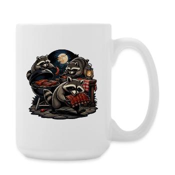 Nächtliche Waschbären Grillnacht - Große Tasse 440 ml - Weiß - Rechts
