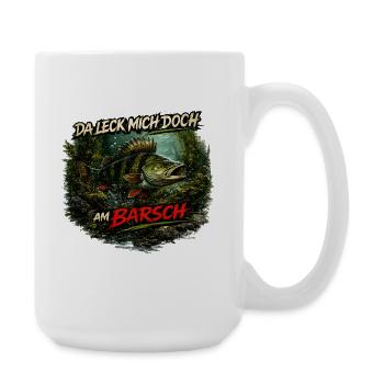 Da leck mich doch am Barsch – Flussbarsch | Angler - Große Tasse 440 ml - Weiß - Rechts