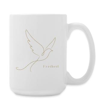 Goldene Freiheit – Filigrane Buchstaben & Taube - Große Tasse 440 ml - Weiß - Rechts