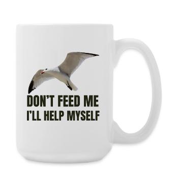 Möwe mit mutigem Statement - Große Tasse 440 ml - Weiß - Rechts
