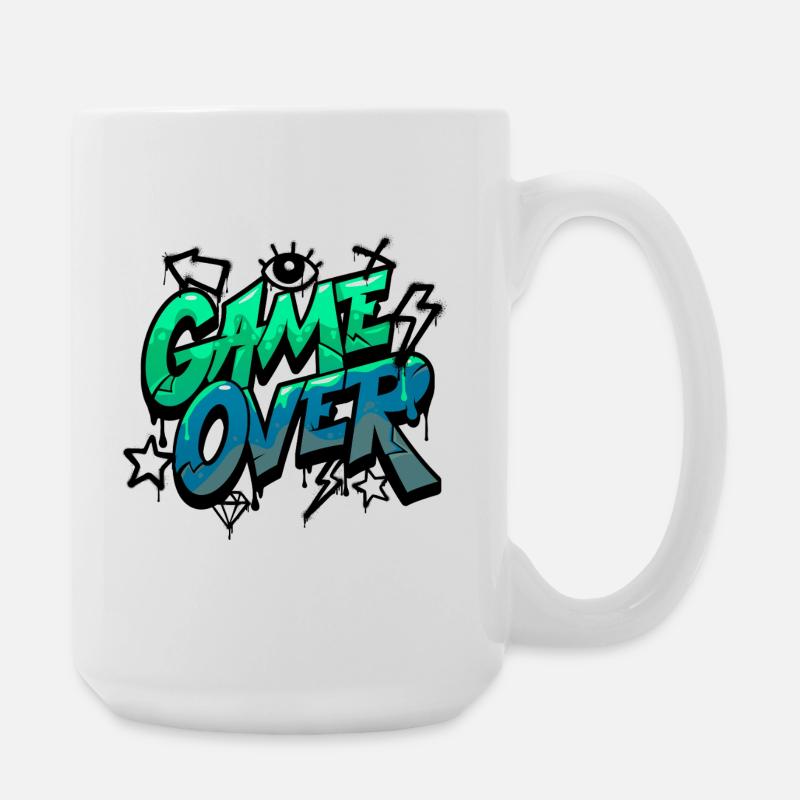 Game Over Neon Graffiti Design - Large Mug 440 ml - white