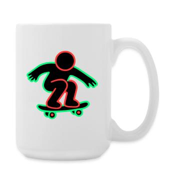 Neon Skateboarder Line Art - Large Mug 440 ml - white - Right