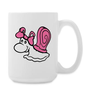 Snail Girl Female Cute Pretty Bow Woman - Large Mug 440 ml - white - Right