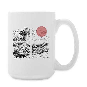 Night sun over waves on the ocean - Large Mug 440 ml - white - Right