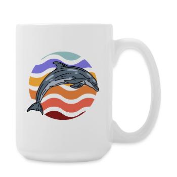 Dolphin in wave pattern - Large Mug 440 ml - white - Right