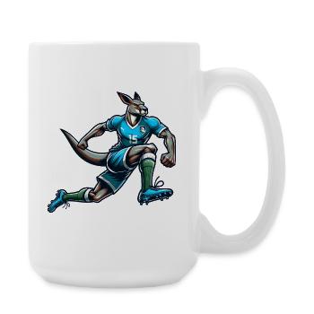 Football Kangaroo Striker Number 15 Team Australia - Large Mug 440 ml - white - Right