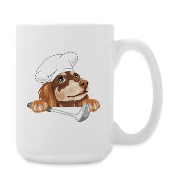 Teckel rêveur cuisinier avec une louche - Grande tasse 440 ml - blanc - Droite