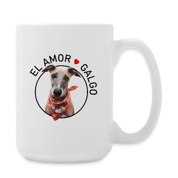 Galgo Herzenshund mit Blumen-Bandana - Große Tasse 440 ml - Weiß - Rechts
