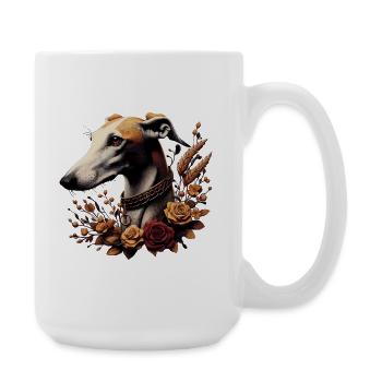 Greyhound Head Autumn Rosary - Large Mug 440 ml - white - Right