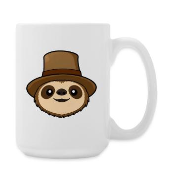 Hat-wearing sloth cartoon - Large Mug 440 ml - white - Right