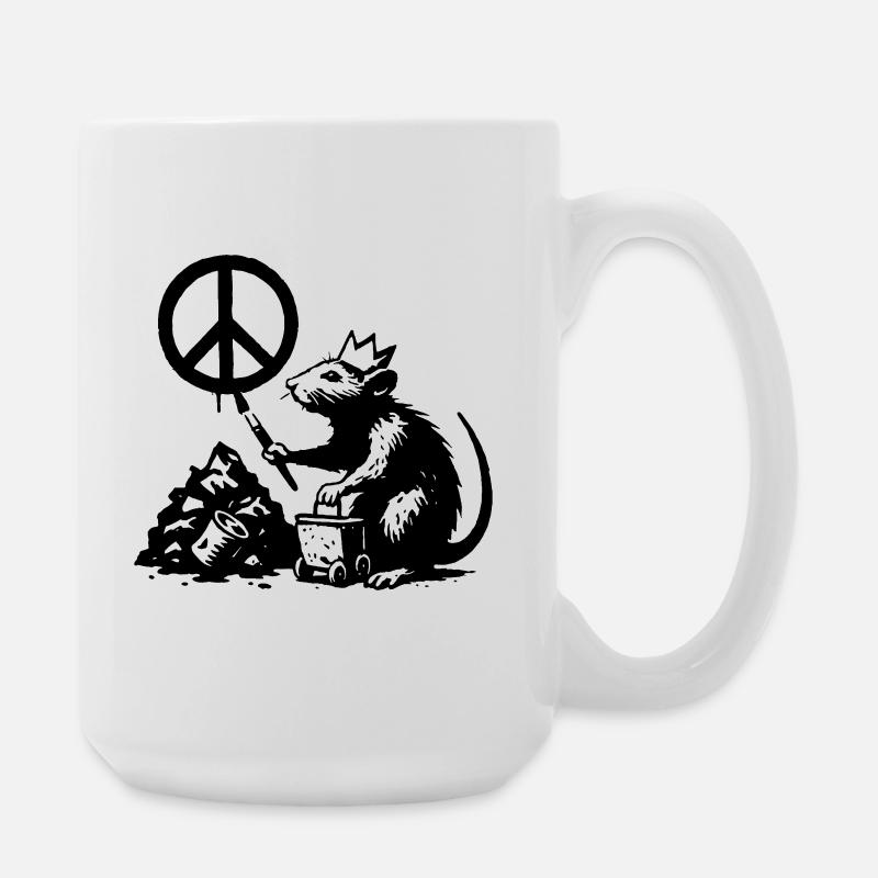 Ratte fordert Frieden - Große Tasse 440 ml - Weiß