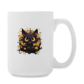 Black cat with pumpkins Halloween - Large Mug 440 ml - white - Right