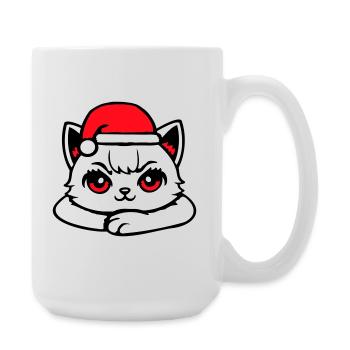 Cat Confident Santa Hat Cute Kitten - Large Mug 440 ml - white - Right