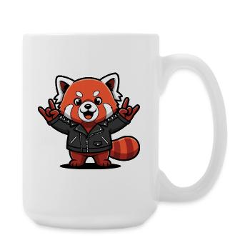 Red Panda in Leather Jacket - Large Mug 440 ml - white - Right