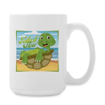 Take it Slow – Chillige Schildkröte - Große Tasse 440 ml - Weiß - Rechts