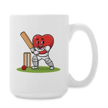 Mascotte de cœur de cricket avec batte et balle - Grande tasse 440 ml - blanc - Droite