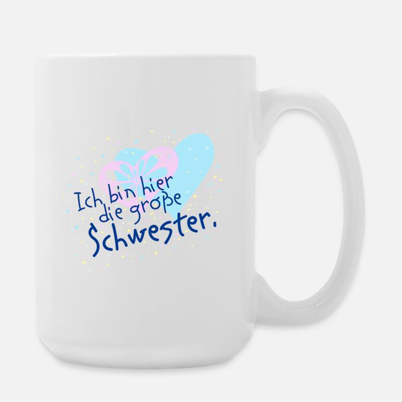 Große Schwester, Herz Confetti Motiv - Große Tasse 440 ml - Weiß