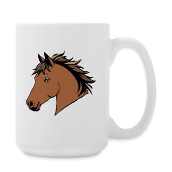 Pferd Pferde Pferdekopf T-shirt Geschenk Reiter - Große Tasse 440 ml - Weiß - Rechts
