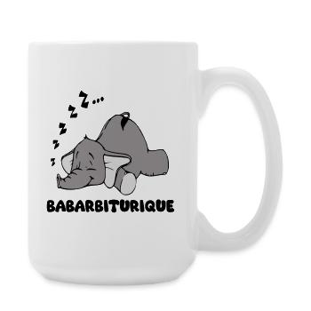 Schlafender Elefant mit dem Titel Babarbituric - Große Tasse 440 ml - Weiß - Rechts