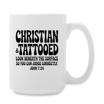 Christian Tätowiert - Große Tasse 440 ml - Weiß - Rechts