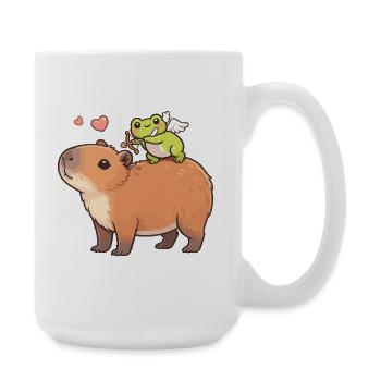 Capybara & Cupid Frog – Sweet Valentine's Motif - Large Mug 440 ml - white - Right