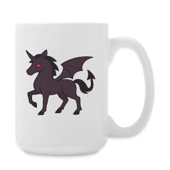 Dark Demon Unicorn with Wings and Red Eyes - Large Mug 440 ml - white - Right