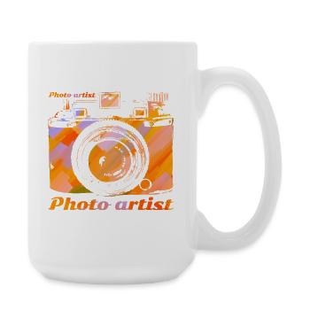 Kamera in leuchtenden Farben - Große Tasse 440 ml - Weiß - Rechts