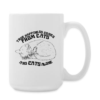 TRUE HAPPINESS COMES FROM CATS - Large Mug 440 ml - white - Right