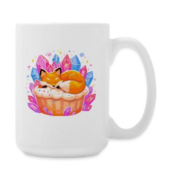 Schlafender Fuchs im Kristallcupcake - Große Tasse 440 ml - Weiß - Rechts