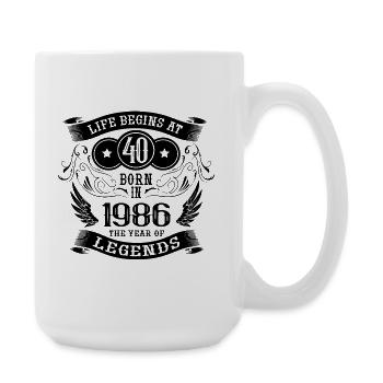 40. Geburtstag Leben beginnt Jahrgang 1986 Engel - Große Tasse 440 ml - Weiß - Rechts