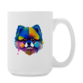 Pomeranian Dog Colorful Splash Art Portrait - Large Mug 440 ml - white - Right