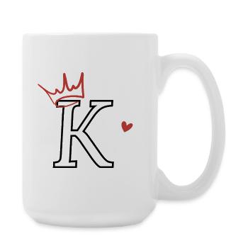 Letter k crown heart - Large Mug 440 ml - white - Right