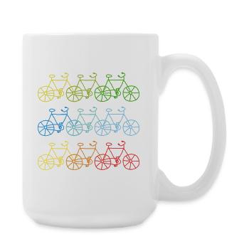 Bunte Fahrräder Fahrrad Geschenk - Große Tasse 440 ml - Weiß - Rechts