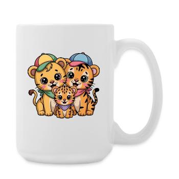 Cute Lion Tiger Leopard Friends - Large Mug 440 ml - white - Right