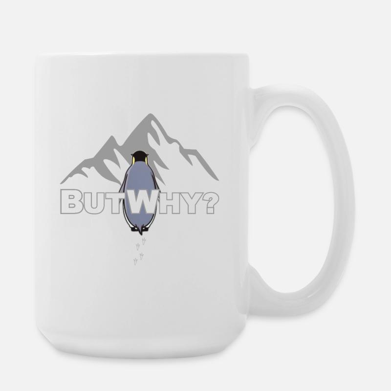 But Why? Penguin Meme Motivation - Large Mug 440 ml - white