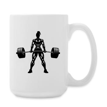 Weight Lifting Woman Power Lifting Fitness - Large Mug 440 ml - white - Right