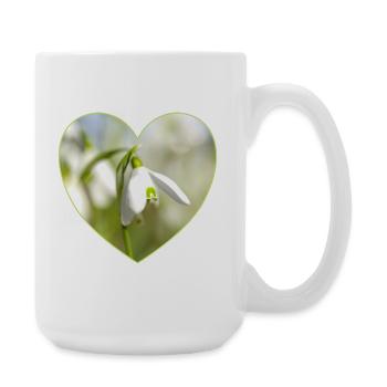 Schneeglöckchen Herzdesign - Große Tasse 440 ml - Weiß - Rechts