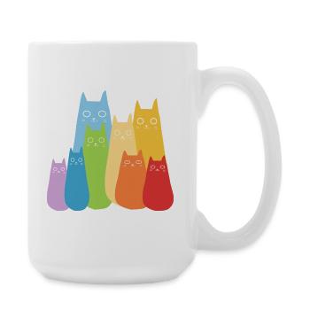 Bunte Katzen Katze Regenbogen - Große Tasse 440 ml - Weiß - Rechts