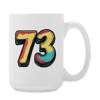 73 Zahl Bunt - Große Tasse 440 ml - Weiß - Rechts