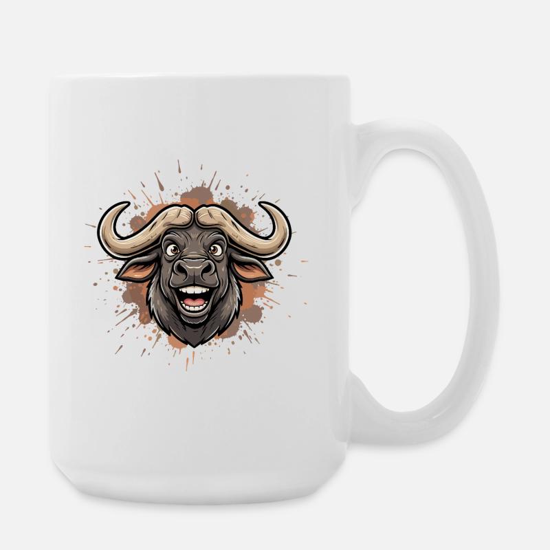 Wild cop cartoon with paint splash - Large Mug 440 ml - white