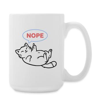 Laughing Cat Nope Middle Finger - Large Mug 440 ml - white - Right