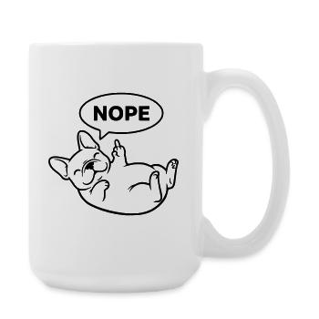 Lachender Frenchie Nope Outline - Große Tasse 440 ml - Weiß - Rechts