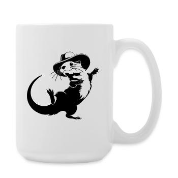 Funny Otter with Hat Cartoon Motif - Large Mug 440 ml - white - Right