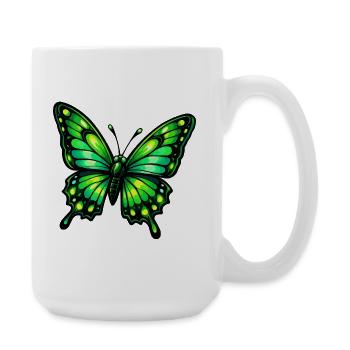 Grüner Schmetterling - Große Tasse 440 ml - Weiß - Rechts